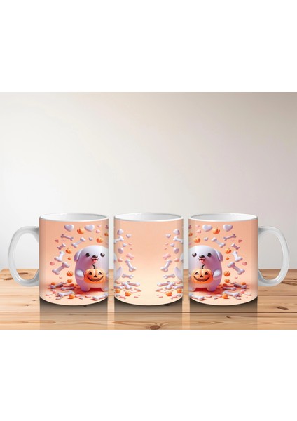 Pamuk Şeker Desenli Sevimli Cadı Figürlü Renkli Cadılar Bayramı Baskılı Kupa Bardak indirimleri