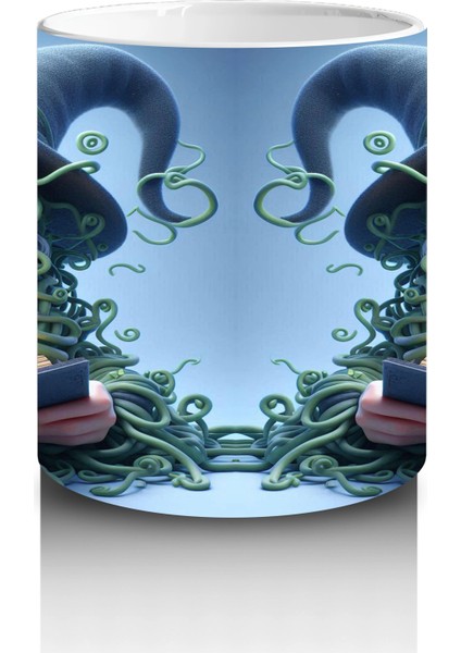 Büyü Kitabı Okuyan Fare Figürlü Tatlı Cadılar Bayramı Baskılı Kupa Bardak modelleri