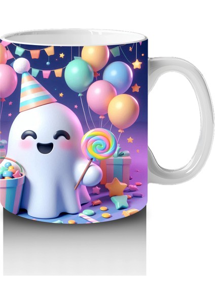 Renkli Neon Işıklarla Süslenmiş Sevimli Hayalet Figürlü Cadılar Bayramı Baskılı Kupa Bardak fırsatları