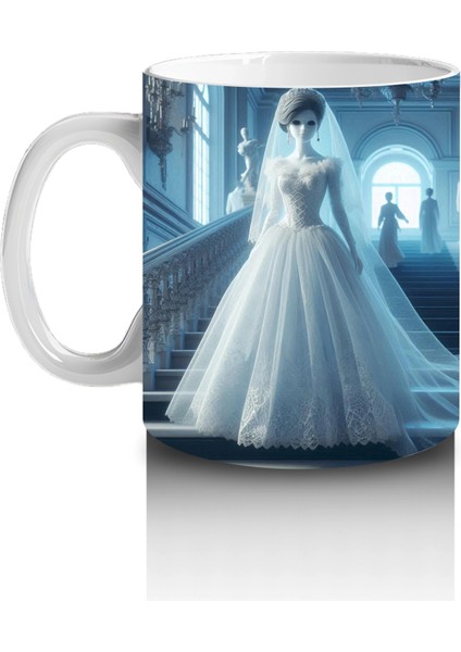 Beyaz Elbiseli Hayalet Gelin Figürlü Sisli Cadılar Bayramı Baskılı Kupa fiyatları