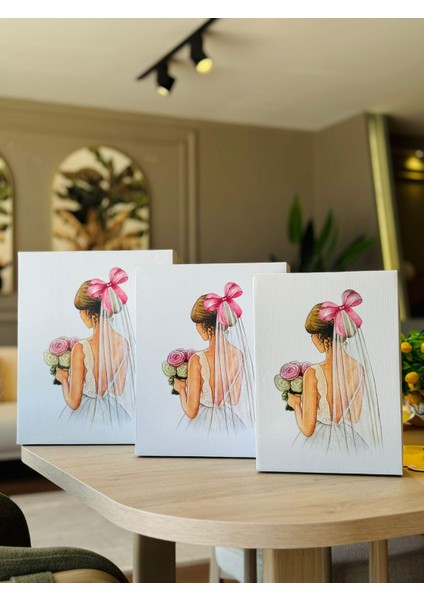 Çeyiz Kutusu-3 Lü Çeyiz Kutusu-Pembe Fiyonklu Gelin Kutusu-Gelin Bohça Kutusu-Gelin Kutusu