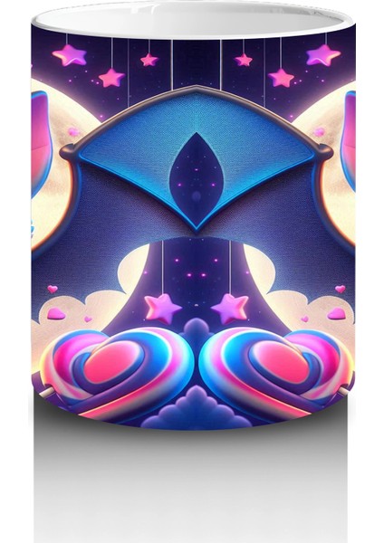 Neon Renkli Şeytan Maskesi Figürlü Korku Temalı Baskılı Kupa Bardak modelleri