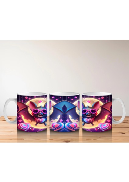 Neon Renkli Şeytan Maskesi Figürlü Korku Temalı Baskılı Kupa Bardak indirimleri