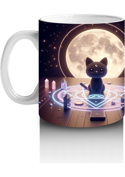 Büyü Halkası Içinde Ellerini Kaldıran Cadı Figürlü Mistik Cadılar Bayramı Baskılı Kupa Bardak fiyatları