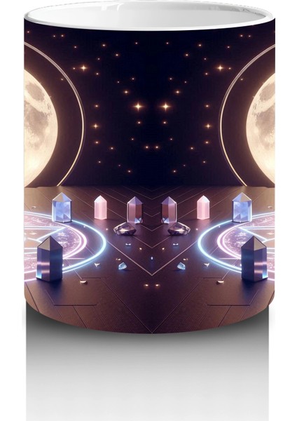 Büyü Halkası Içinde Ellerini Kaldıran Cadı Figürlü Mistik Cadılar Bayramı Baskılı Kupa Bardak modelleri