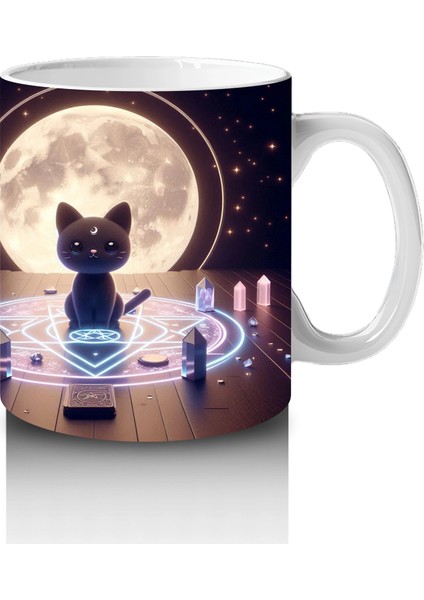 Büyü Halkası Içinde Ellerini Kaldıran Cadı Figürlü Mistik Cadılar Bayramı Baskılı Kupa Bardak fırsatları