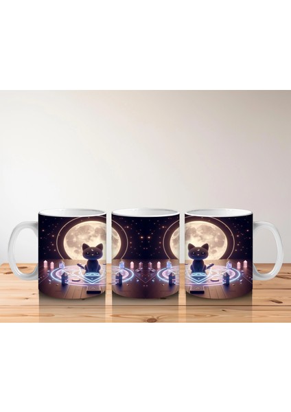 Büyü Halkası Içinde Ellerini Kaldıran Cadı Figürlü Mistik Cadılar Bayramı Baskılı Kupa Bardak indirimleri