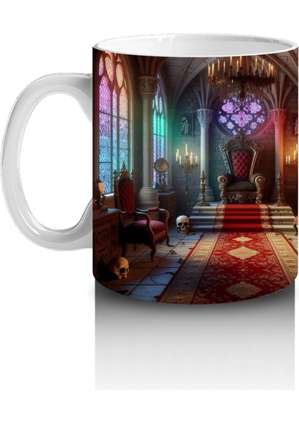 Minimal Tarzda Cadı Şapkası ve Mum Işığı Figürlü Cadılar Bayramı Baskılı Kupa fiyatları