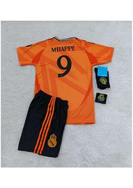 Real Madrid 2024/25 Yeni Sezon Kylian Mbappe Deplasman Çocuk Forması 4 Lü Set (Armalı)