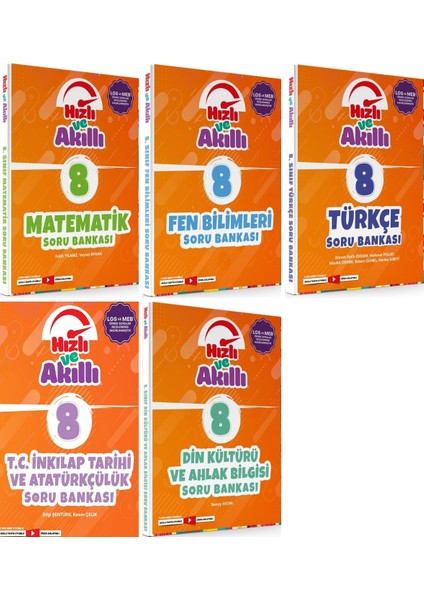 Tammat 8. Sınıf Matematik + Fen Bilimleri + Türkçe + Inkılap Tarihi + Din Kültürü Hızlı ve Akıllı Soru Bankası Set 5 Kitap