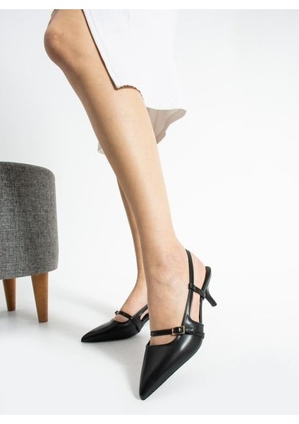 Darina Siyah Cilt Topuklu Ayakkabı