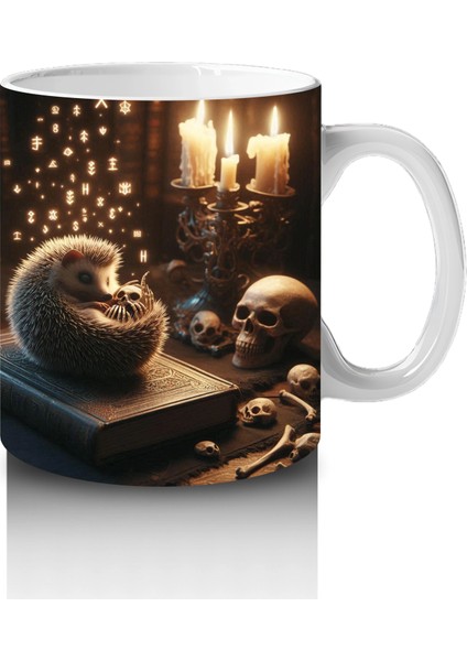 Şömine Başında Kitap Okuyan Cadı Figürlü Sıcak Cadılar Bayramı Baskılı Kupa Bardak fırsatları