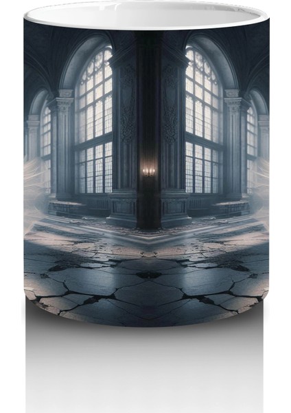 Kafesli Koridorda Maskeli Figürlü Tüyler Ürpertici Cadılar Bayramı Baskılı Kupa Bardak modelleri