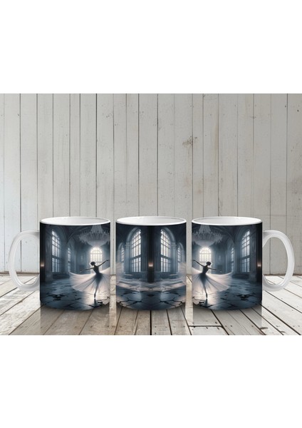 Kafesli Koridorda Maskeli Figürlü Tüyler Ürpertici Cadılar Bayramı Baskılı Kupa Bardak