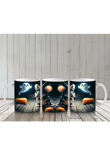 Balkabağı ve Hayalet Figürlü Gotik Cadılar Bayramı Baskılı Kupa Bardak