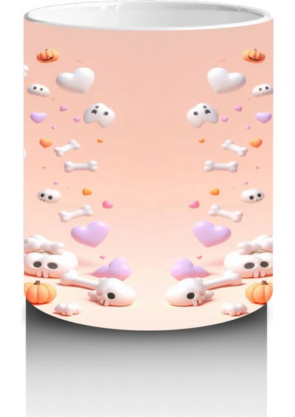 Pamuk Şekerli Sevimli Cadı Figürlü Çocuklara Özel Cadılar Bayramı Baskılı Kupa modelleri