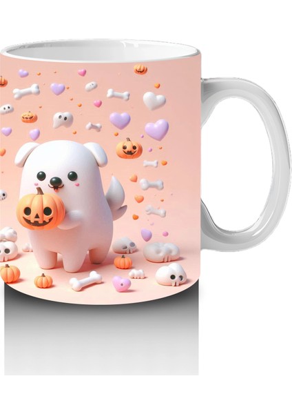 Pamuk Şekerli Sevimli Cadı Figürlü Çocuklara Özel Cadılar Bayramı Baskılı Kupa fırsatları