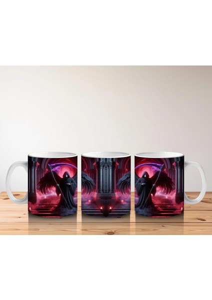 Karanlık Ormanda Kırmızı Işıklarla Aydınlatılmış Vampir Figürlü Cadılar Bayramı Baskılı Kupa Bardak indirimleri