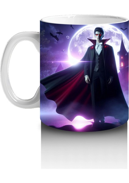 Mor Işıklı Korkunç Vampir Figürlü Cadılar Bayramı Baskılı Kupa fiyatları