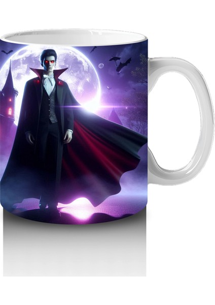 Mor Işıklı Korkunç Vampir Figürlü Cadılar Bayramı Baskılı Kupa fırsatları