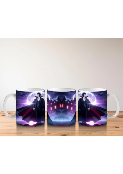 Mor Işıklı Korkunç Vampir Figürlü Cadılar Bayramı Baskılı Kupa indirimleri