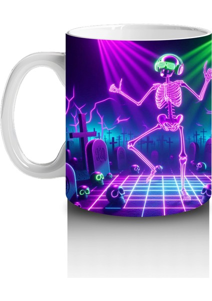 Neon Işıklarla Aydınlatılmış Dans Eden Canavar Figürlü Cadılar Bayramı Baskılı Kupa fiyatları