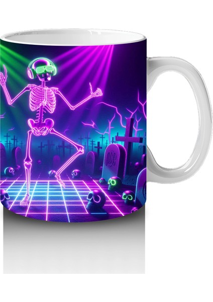 Neon Işıklarla Aydınlatılmış Dans Eden Canavar Figürlü Cadılar Bayramı Baskılı Kupa fırsatları