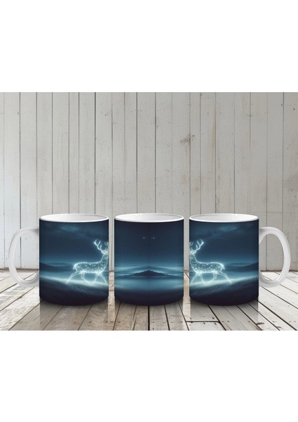 Sisli Deniz Üzerinde Hayalet Gemisi Figürlü Gotik Cadılar Bayramı Baskılı Kupa