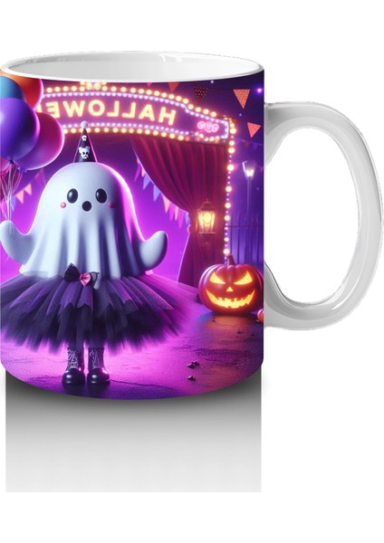 Pembe Işıklı Sahne Üzerinde Dans Eden Cadı Figürlü Renkli Cadılar Bayramı Baskılı Kupa Bardak fırsatları