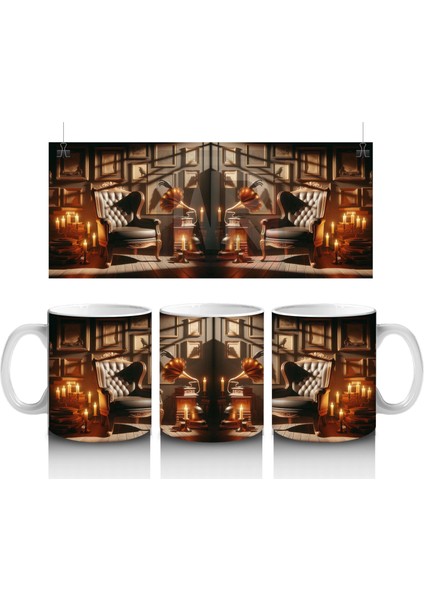 Büyü Kitabı Okuyan Fare Figürlü Tatlı Cadılar Bayramı Baskılı Kupa Bardak