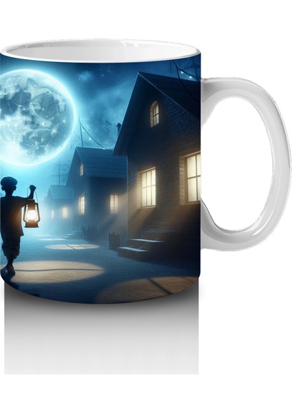 Büyülü Işık Halkasında Ayin Yapan Silüet Figürlü Cadılar Bayramı Baskılı Kupa Bardak fırsatları