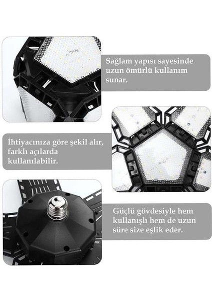 Ledx Ayarlanabilir Açılı 4 Kanatlı 108 Smd Ledli Galaxy Projektör Işığı 50W 5500 Lumen E27 32CM Çap fiyatları