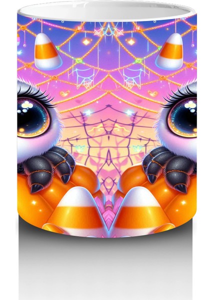 Tatlı Hayalet ve Balkabağı Figürlü Renkli Cadılar Bayramı Baskılı Kupa modelleri