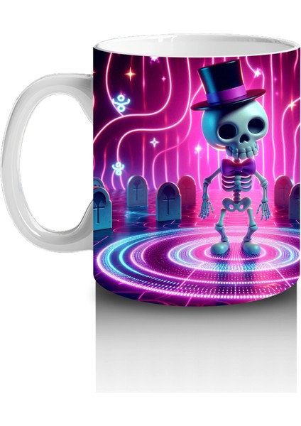 Neon Işıklarla Dans Eden Canavar Figürlü Renkli Cadılar Bayramı Baskılı Kupa fiyatları