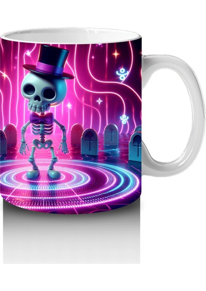 Neon Işıklarla Dans Eden Canavar Figürlü Renkli Cadılar Bayramı Baskılı Kupa fırsatları