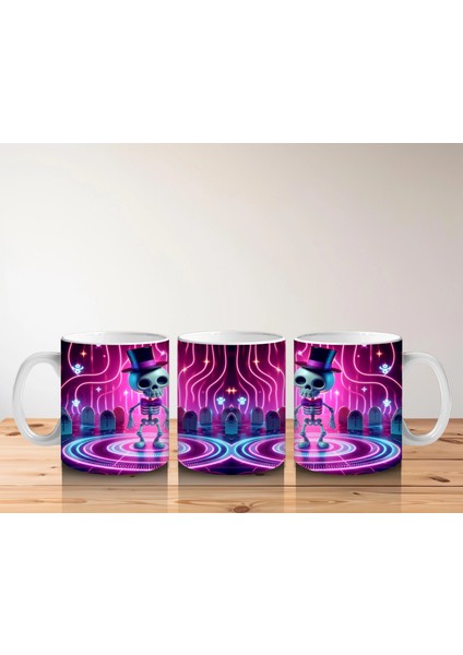 Neon Işıklarla Dans Eden Canavar Figürlü Renkli Cadılar Bayramı Baskılı Kupa indirimleri