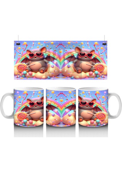 Bal Kabağı Giyimli Sevimli Canavar Figürlü Renkli Cadılar Bayramı Baskılı Kupa Bardak