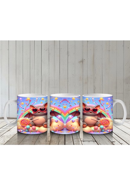 Bal Kabağı Giyimli Sevimli Canavar Figürlü Renkli Cadılar Bayramı Baskılı Kupa Bardak