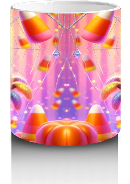 Neon Renkli Sevimli Canavarlar Figürlü Tatlı Cadılar Bayramı Baskılı Kupa Bardak modelleri