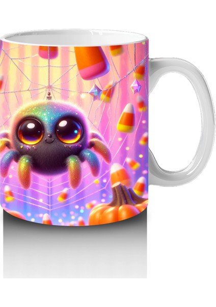 Neon Renkli Sevimli Canavarlar Figürlü Tatlı Cadılar Bayramı Baskılı Kupa Bardak fırsatları