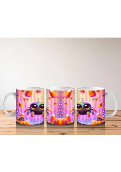 Neon Renkli Sevimli Canavarlar Figürlü Tatlı Cadılar Bayramı Baskılı Kupa Bardak indirimleri