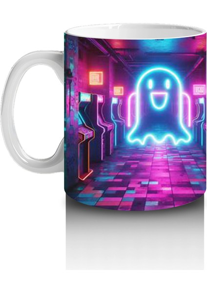 Neon Işıklı Gotik Şato Girişi Figürlü Renkli Cadılar Bayramı Baskılı Kupa Bardak fiyatları