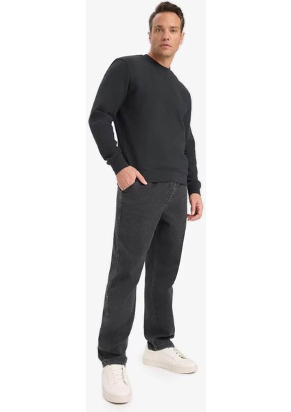 %100 Pamuk Regular Fit Bisiklet Yaka Antrasit Erkek Sweatshirt E8339AX/AR235 fiyatları