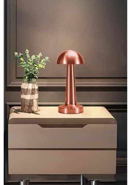 Büro Ev Ofis Hediyesi Için Şarjlı Dokunmatik 3renk LED Bronz Mantar Tarz Masa Lambası fiyatları