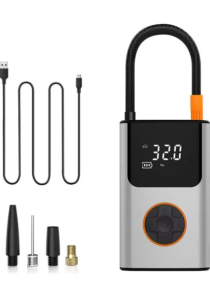 4000 Mah Şarjlı Taşınabilir Araba Lastik Hava Top Şişirme Pompası LED Işıklı Dijital Hava Kompresörü