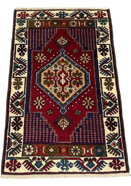 El Dokuma Küçük Yahyalı Halısı 72X115 Kök Boya Yün Halı