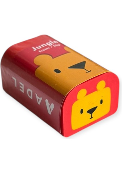 Jungle Serisi Jumbo Boy Silgi, 3 Farklı Hayvan Tasarımlı, Aslan, Kurbağa ve Ayı Desenli