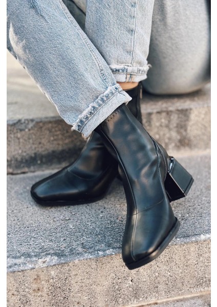 Daviyo Mat Deri Streç Kadın Bot Siyah indirimleri