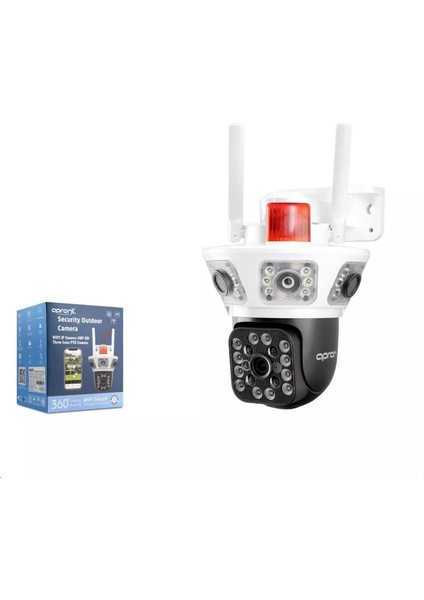 Apronx WP390 Ip Wi-Fi Ip Kamera 3*9mp 3*3.6mm Lens Sd Kart Girişli Beyaz
