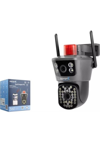 Apronx WPB246 Wi-Fi Ip Kamera 2*4mp 2*3.6mm Lens Sd Kart Girişli Siyah